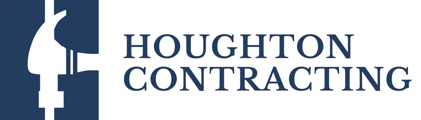 Logo of Houghton Contracting, featuring a stylized crane silhouette adjacent to the company name in bold, dark lettering.