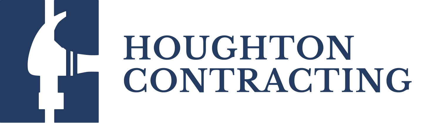 Logo of Houghton Contracting with a stylized construction worker on the left and text on the right.